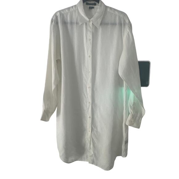 Ralph Lauren 100% linen dress shirt button down lightweight blouse dress SzM - Picture 1 of 6